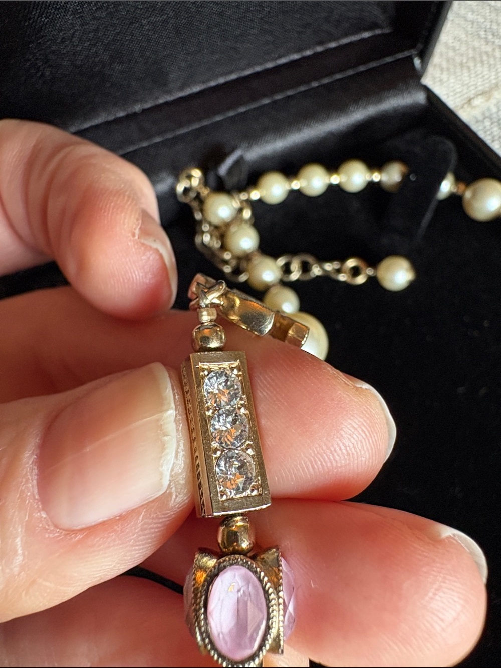 Authentic Chanel vintage Pearl and Crystal Multi-stone Necklace - Picture 15 of 16